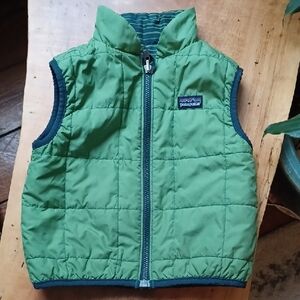 Patagonia Kids Quilted Reversible Green Vest